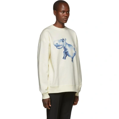 Shop Acne Studios White Hippo Crewneck Sweatshirt In Ivory White