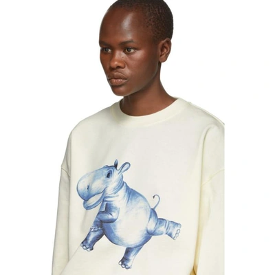 Shop Acne Studios White Hippo Crewneck Sweatshirt In Ivory White