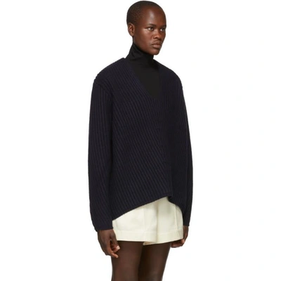 Shop Acne Studios Navy Wool Deborah V-neck Sweater