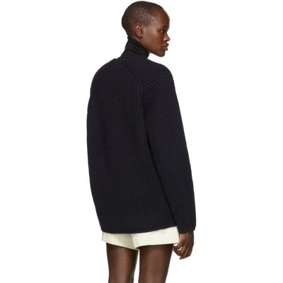 Shop Acne Studios Navy Wool Deborah V-neck Sweater
