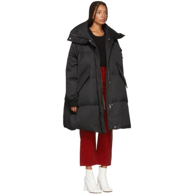 Shop Mm6 Maison Margiela Black Long Down Puffer Coat In 900 Black