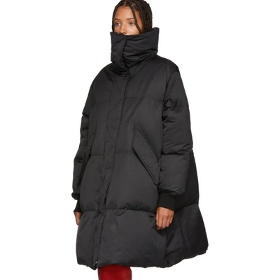 Shop Mm6 Maison Margiela Black Long Down Puffer Coat In 900 Black