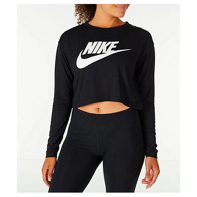 Shop Nike Women's Sportswear Essential Crop Long Sleeve Top, Black