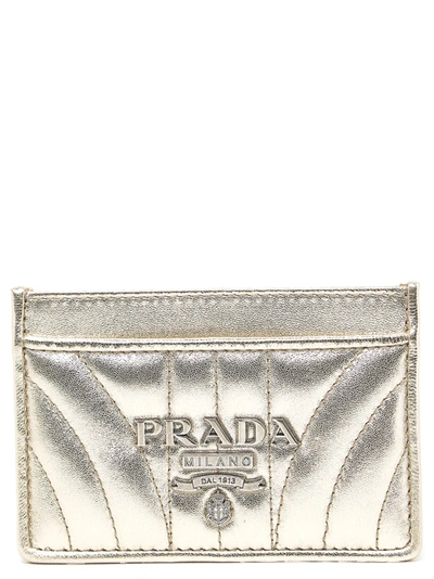 Shop Prada Cardholder In Gold