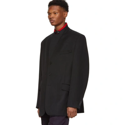 Shop Maison Margiela Black Wool Oversized Blazer In 900 Black