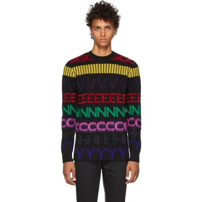 Shop Givenchy Black Multicolor Logo Sweater In 960 Multi