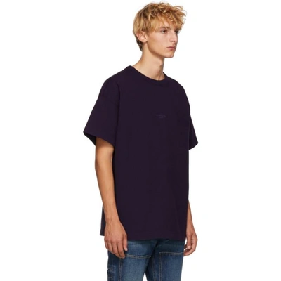 Shop Acne Studios Purple Distressed Logo T-shirt In Plum Purple