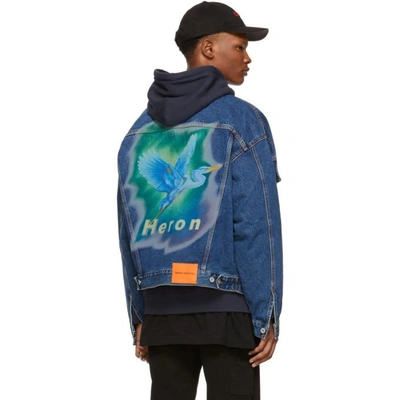 Shop Heron Preston Blue Denim Airbrush Heron Jacket In Med Blue