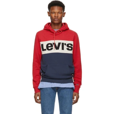 Levi's Colourblock Marshmallow Hooded Sweatshirt In Blue | ModeSens