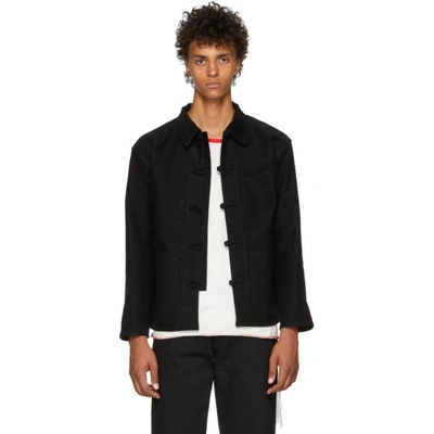 Shop Kozaburo Black Moleskin Work Jacket