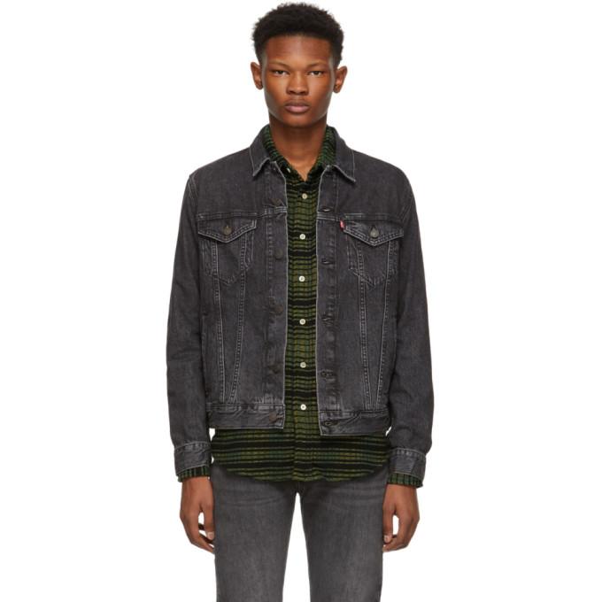 Levis Black Faded Denim Trucker Jacket 