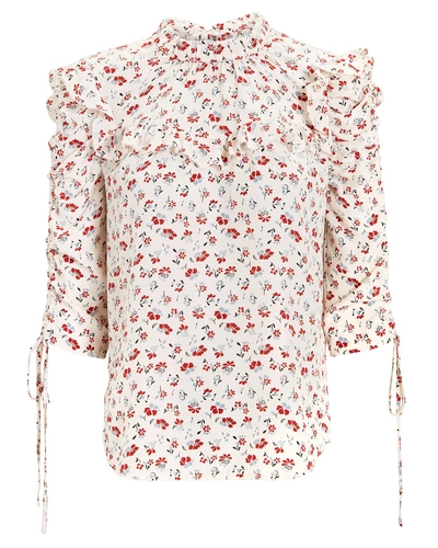 Shop Veronica Beard Howell Floral Blouse White/floral