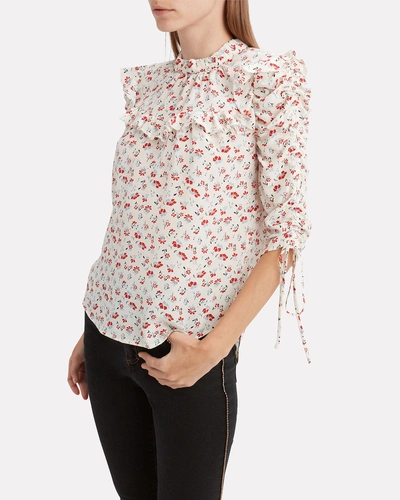 Shop Veronica Beard Howell Floral Blouse White/floral