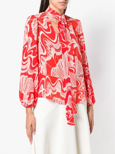 Shop Rixo London Moss Psychedelic Shell Blouse - Red