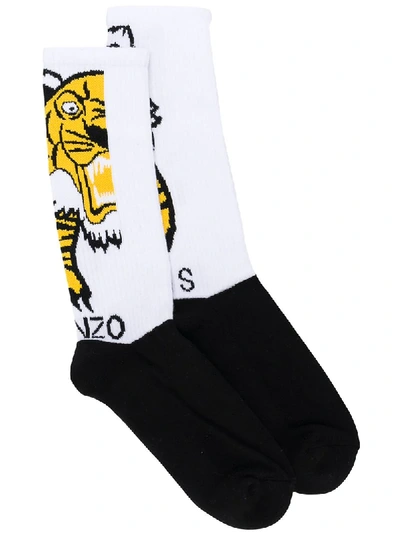 Shop Kenzo Tiger Logo Printed Socks - Black
