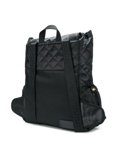 Shop Versace Grecca Ribbon Backpack - Black