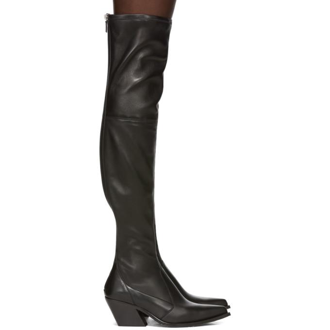 black over the knee cowboy boots
