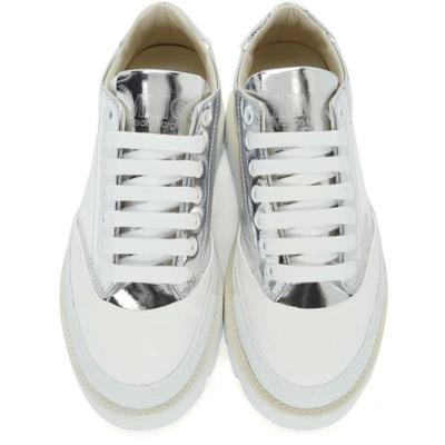 Shop Mm6 Maison Margiela Silver And White Platform Sneakers In H2588 Sil/w