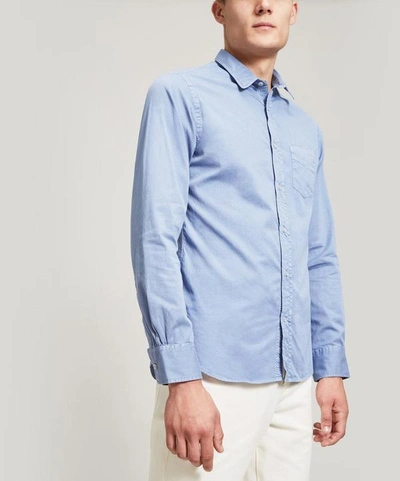 Shop Officine Generale Lipp Stitch Garment Dyed Shirt In Blue