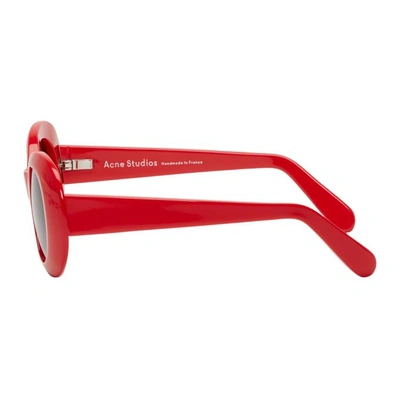 Shop Acne Studios Red Mustang Round Sunglasses In Red/brown