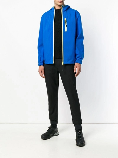 Shop Prada Colour Block Rain Jacket - Blue
