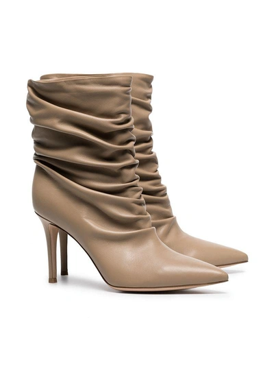 Shop Gianvito Rossi Nude Cecile 85 Leather Boots In Neutrals
