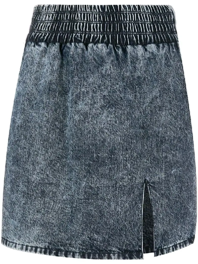 Shop Miu Miu Stained Denim Skirt - Blue