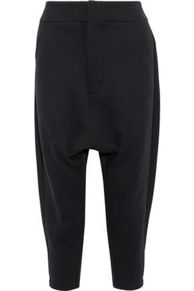 Shop Y-3 Woman + Adidas Future Cropped Cotton-blend Track Pants Black