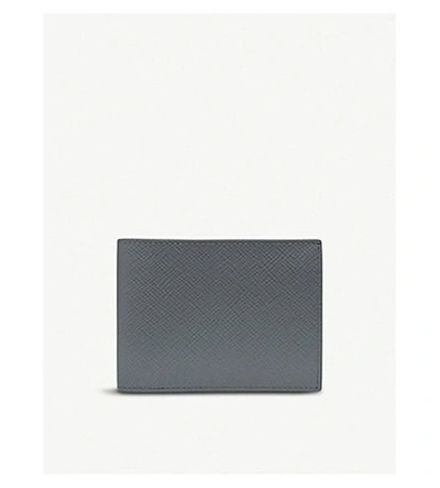 Shop Smythson Panama Leather Slim Currency Wallet In Smoke