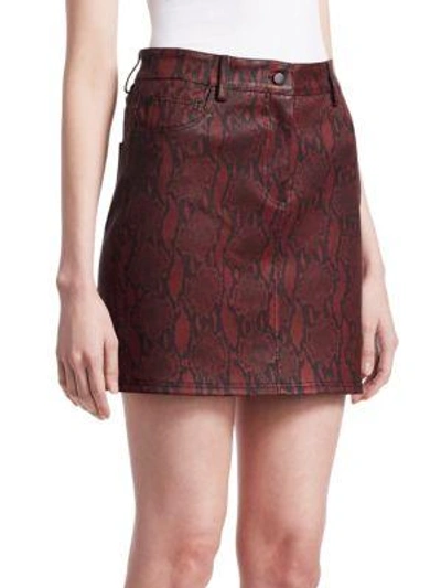 Shop A.l.c Troy Snakeskin Mini Skirt In Red