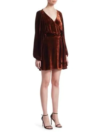 Shop A.l.c Carlo Velvet Mini Dress In Cognac