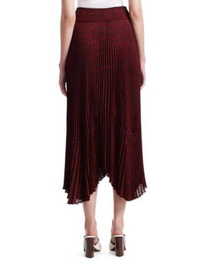Shop A.l.c Maya Tie Waist Pleated Midi Skirt In Bordeaux