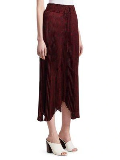 Shop A.l.c Maya Tie Waist Pleated Midi Skirt In Bordeaux