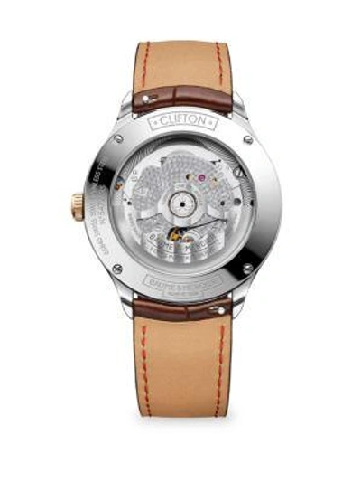 Shop Baume & Mercier Clifton Baumatic Two-tone Stainless Steel Alligator Strap Watch In Brown
