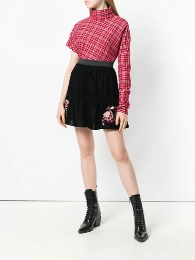 Shop Pinko Velvet Mini Skirt In Black