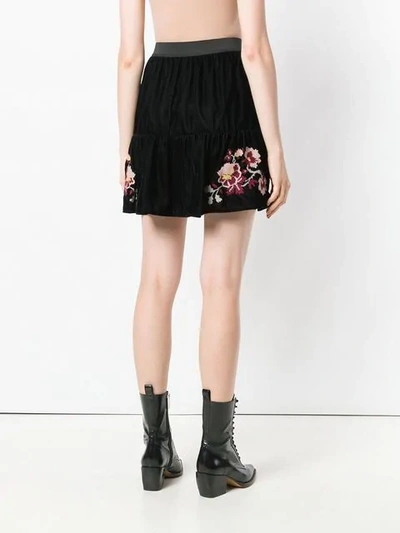 Shop Pinko Velvet Mini Skirt In Black