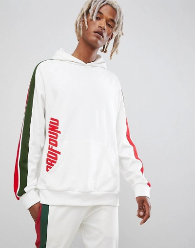 Shop Profound Aesthetic Stripe Panel Track Hoodie In White - White