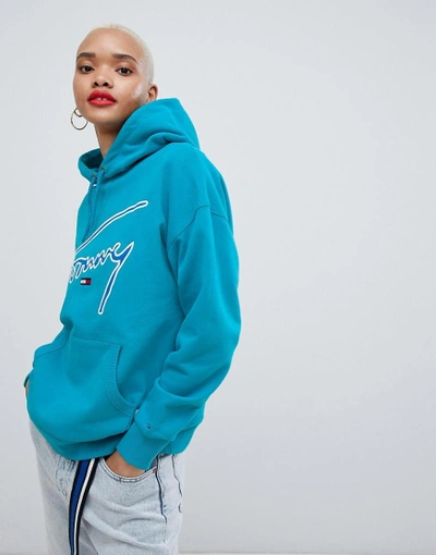 Shop Tommy Jeans Signature Hoody - Green