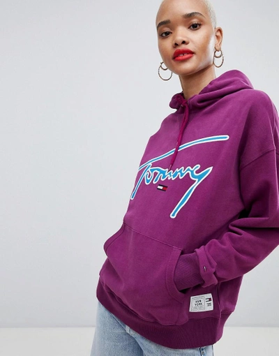 Tommy Jeans Signature Hoody - Purple | ModeSens