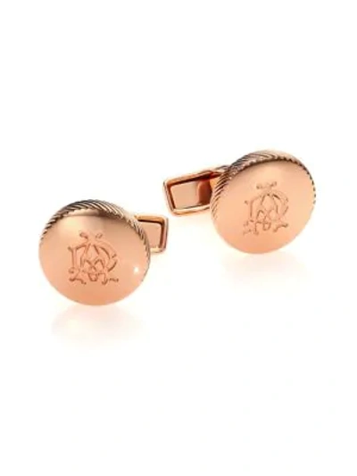 Shop Dunhill 18k Gold-plated Knurl Wheel Cuff Links In Rose Gold