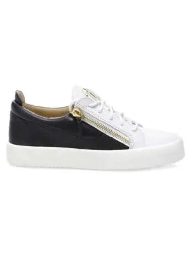 Shop Giuseppe Zanotti Two-tone Leather Low-top Platform Trainers In White Black