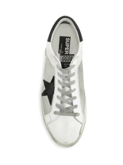 Shop Golden Goose Mesh Star Leather Sneakers In White Grey