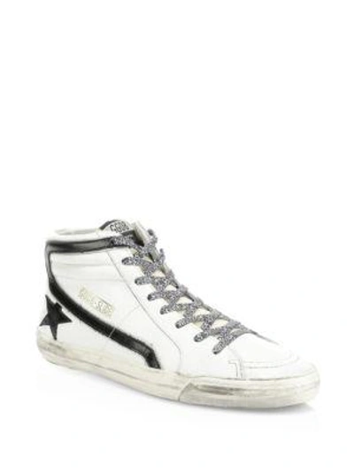 Shop Golden Goose Men's High-top Leather Star Sneakers In White