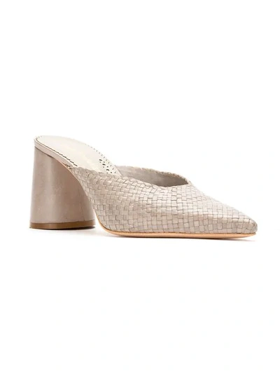 Shop Sarah Chofakian Leather Mules In Grey