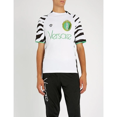 Versace Zebra-stripe Sports-jersey T-shirt In White | ModeSens