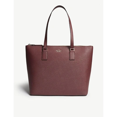 Shop Kate Spade Blue Cameron Street Lucie Leather Tote Bag In Sienna