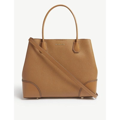 Shop Michael Michael Kors Mercer Gallery Large Grained Leather Tote In Acorn