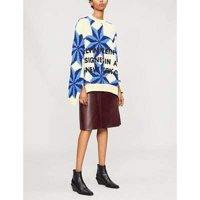 Shop Calvin Klein 205w39nyc Intarsia Wool Jumper In Yellow/blue