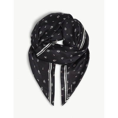 The Kooples Floral Print Silk Scarf In Bla01