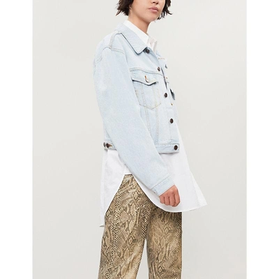 Shop We11 Done Usa Bleached Denim Jacket In Ice